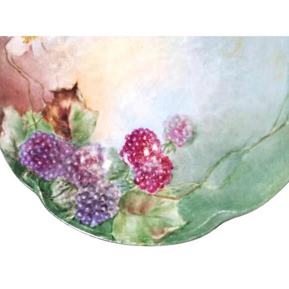 Antique J&C Louise Bavaria 1898-1923 Raspberry Black Berry Fruit Blossom Plate - Picture 4 of 12